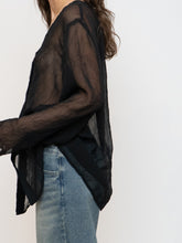 Load image into Gallery viewer, Vintage x Black Sheer Crinkle Blouse (XS-XL)