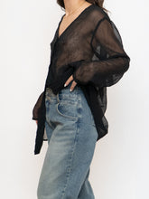 Load image into Gallery viewer, Vintage x Black Sheer Crinkle Blouse (XS-XL)