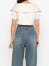 Load image into Gallery viewer, Vintage x Cream Satin Cropped Bow Top (XS-M)