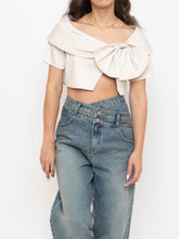 Load image into Gallery viewer, Vintage x Cream Satin Cropped Bow Top (XS-M)