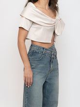 Load image into Gallery viewer, Vintage x Cream Satin Cropped Bow Top (XS-M)