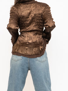 Vintage x Brown Satin Crinkle Blouse (S-L)