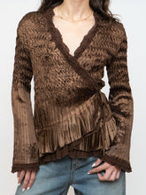 Load image into Gallery viewer, Vintage x Brown Satin Crinkle Blouse (S-L)