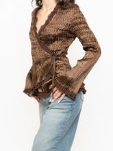 Load image into Gallery viewer, Vintage x Brown Satin Crinkle Blouse (S-L)