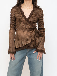Vintage x Brown Satin Crinkle Blouse (S-L)