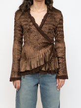 Load image into Gallery viewer, Vintage x Brown Satin Crinkle Blouse (S-L)