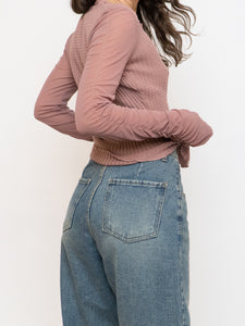 Vintage x Made in Italy x Blush Knit & Chiffon Long Sleeve (S-L)