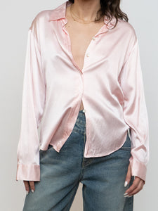 Vintage x HOLT RENFREW Pale Pink Silk Blouse (XS-M)