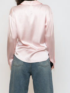 Vintage x HOLT RENFREW Pale Pink Silk Blouse (XS-M)