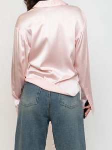Vintage x HOLT RENFREW Pale Pink Silk Blouse (XS-M)