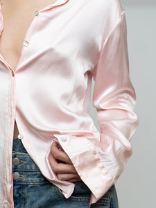 Vintage x HOLT RENFREW Pale Pink Silk Blouse (XS-M)
