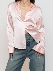 Vintage x HOLT RENFREW Pale Pink Silk Blouse (XS-M)