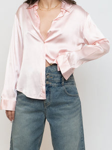 Vintage x HOLT RENFREW Pale Pink Silk Blouse (XS-M)