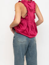 Load image into Gallery viewer, REBECCA MINKOFF x Magenta Frilly Satin Tank (S)