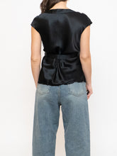 Load image into Gallery viewer, Vintage x Black Silk Tie-Top (M, L)