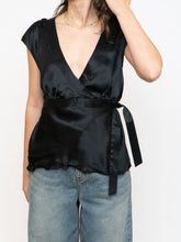 Load image into Gallery viewer, Vintage x Black Silk Tie-Top (M, L)