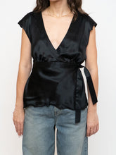 Load image into Gallery viewer, Vintage x Black Silk Tie-Top (M, L)