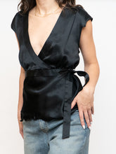 Load image into Gallery viewer, Vintage x Black Silk Tie-Top (M, L)