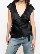 Load image into Gallery viewer, Vintage x Black Silk Tie-Top (M, L)