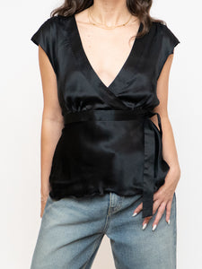 Vintage x Black Silk Tie-Top (M, L)