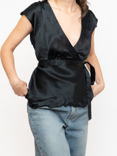 Load image into Gallery viewer, Vintage x Black Silk Tie-Top (M, L)