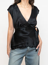 Load image into Gallery viewer, Vintage x Black Silk Tie-Top (M, L)