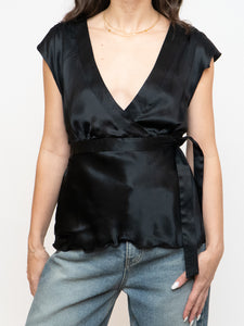 Vintage x Black Silk Tie-Top (M, L)