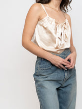Load image into Gallery viewer, Vintage x Made in USA x Nude Silk Halter Front-tie Blouse (S)