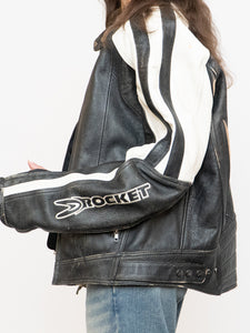 Vintage x JOE ROCKET Faded Black Leather Biker Jacket (M-XL)