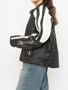 Vintage x JOE ROCKET Faded Black Leather Biker Jacket (M-XL)