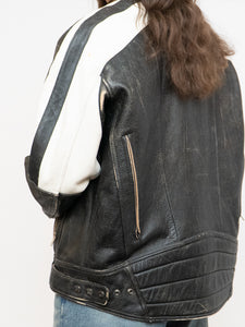 Vintage x JOE ROCKET Faded Black Leather Biker Jacket (M-XL)