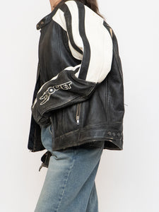 Vintage x JOE ROCKET Faded Black Leather Biker Jacket (M-XL)