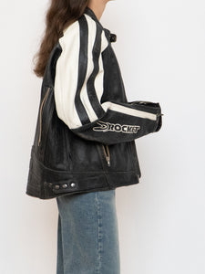 Vintage x JOE ROCKET Faded Black Leather Biker Jacket (M-XL)