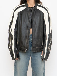 Vintage x JOE ROCKET Faded Black Leather Biker Jacket (M-XL)