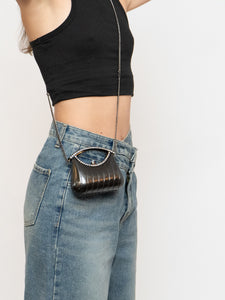 Vintage x Mini Grey Metal Rhinestone Clutch