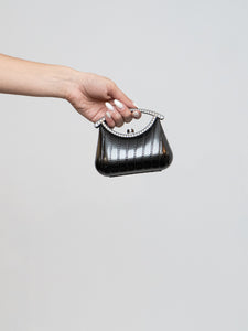 Vintage x Mini Grey Metal Rhinestone Clutch