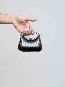 Vintage x Mini Grey Metal Rhinestone Clutch