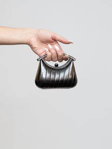 Vintage x Mini Grey Metal Rhinestone Clutch