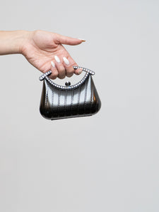 Vintage x Mini Grey Metal Rhinestone Clutch