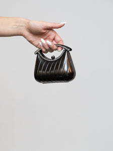 Vintage x Mini Grey Metal Rhinestone Clutch