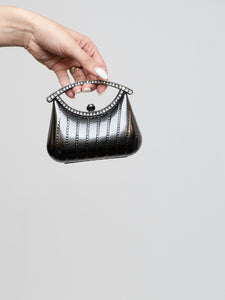 Vintage x Mini Grey Metal Rhinestone Clutch