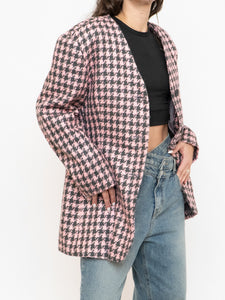 Vintage x Made in Canada x Soft Wool-Blend Pink Houndstooth Blazer (XS-L)