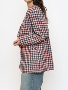 Vintage x Made in Canada x Soft Wool-Blend Pink Houndstooth Blazer (XS-L)