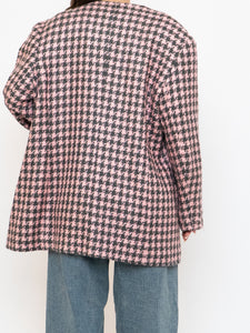 Vintage x Made in Canada x Soft Wool-Blend Pink Houndstooth Blazer (XS-L)