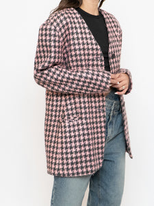 Vintage x Made in Canada x Soft Wool-Blend Pink Houndstooth Blazer (XS-L)