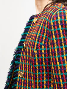 Vintage x Made in Vancouver x Black Colourful Tweed Blazer (S, M)