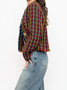 Vintage x Made in Vancouver x Black Colourful Tweed Blazer (S, M)