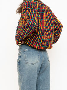 Vintage x Made in Vancouver x Black Colourful Tweed Blazer (S, M)