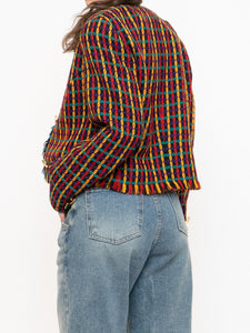Vintage x Made in Vancouver x Black Colourful Tweed Blazer (S, M)