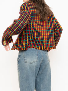 Vintage x Made in Vancouver x Black Colourful Tweed Blazer (S, M)